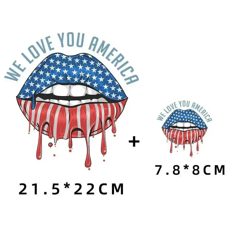 Fashion Leopard Print Lips Heat Transfer Thermal Stickers DIY Washable T-Shirts Iron On Transfer Girls Lips Patches