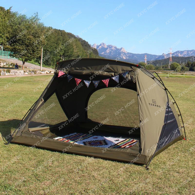 Tent Outdoor Folding Picnic Camping Outdoor Rain-Proof Family Thickened Cotton Portable Camping Tent