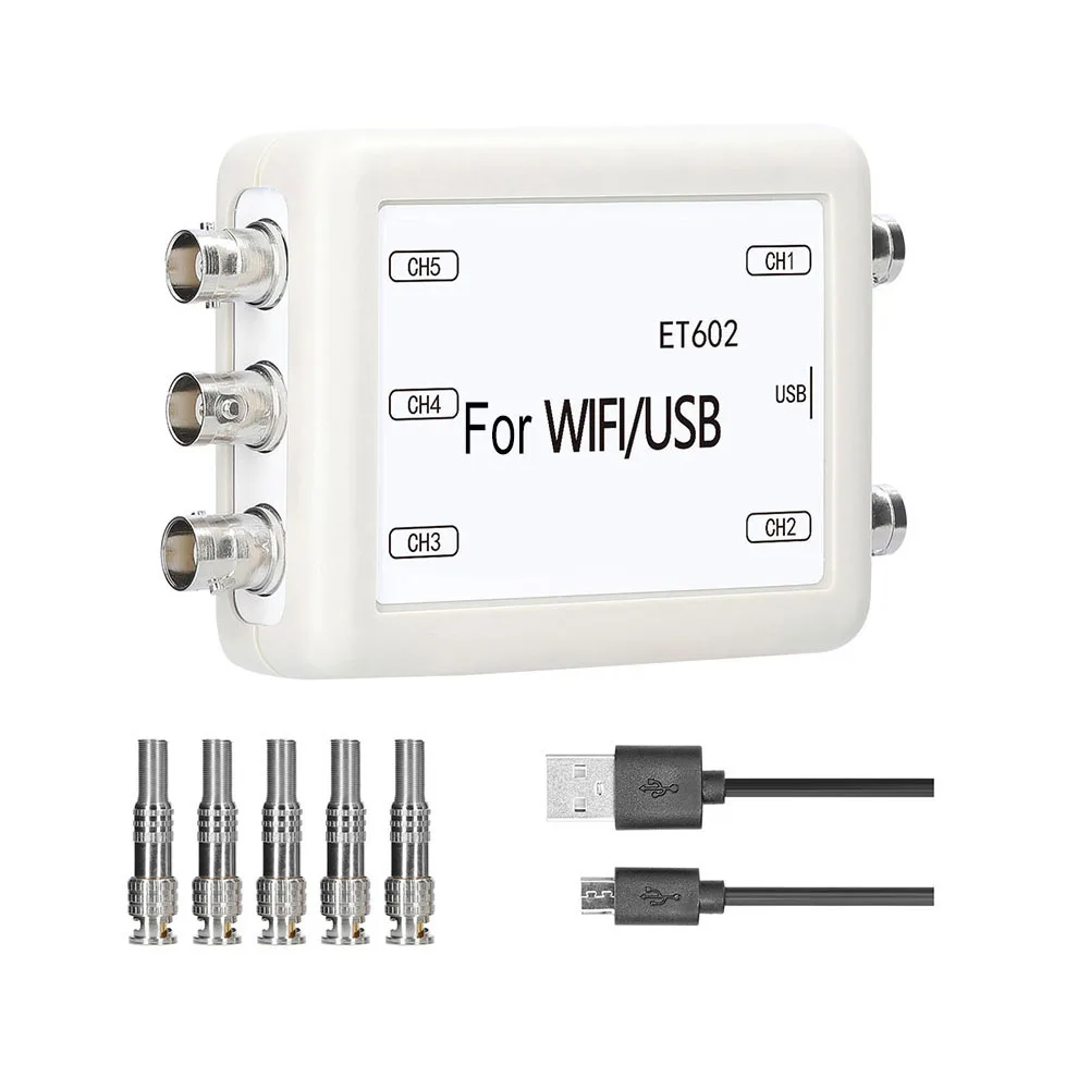 ET601 ET602 5 Channel Wireless USB Oscilloscope Recorder With WiFi Data Logger For High Voltage Equipment Signal Analysis Tool
