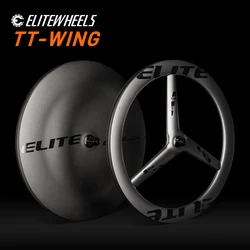 ELITEWHEELS Time Trial Disc Wheels Carbon Fiber DiscTriathlon Wheelst front 3 Spoke Wheelset rear Disc Wheel For TT Bike Racing