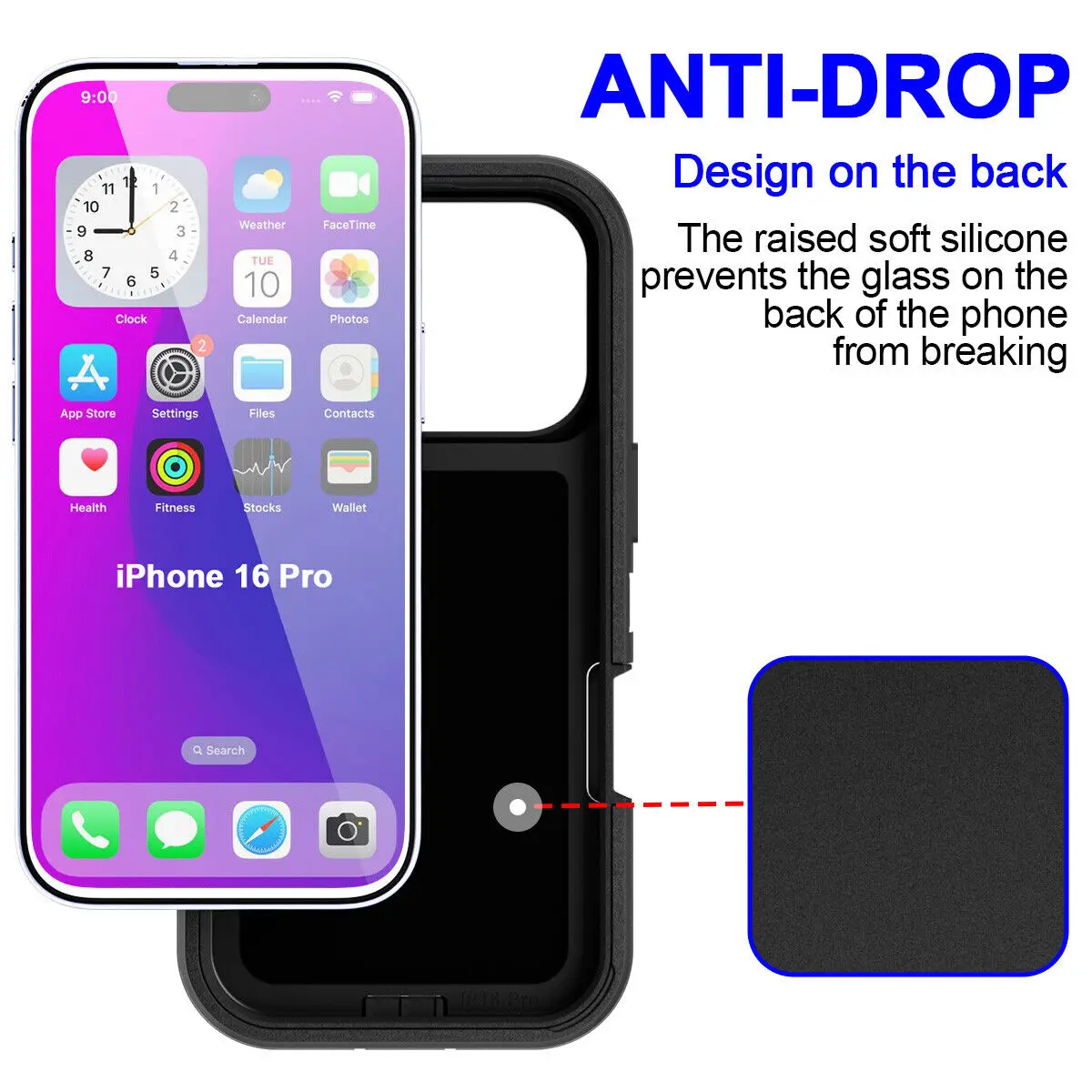 For iPhone 16 Pro Max 16 Plus Defender Tough Non-Slip Armor Case Shockproof Heavy Duty Armor 3-Layer Hard Dustproof Cover Shell