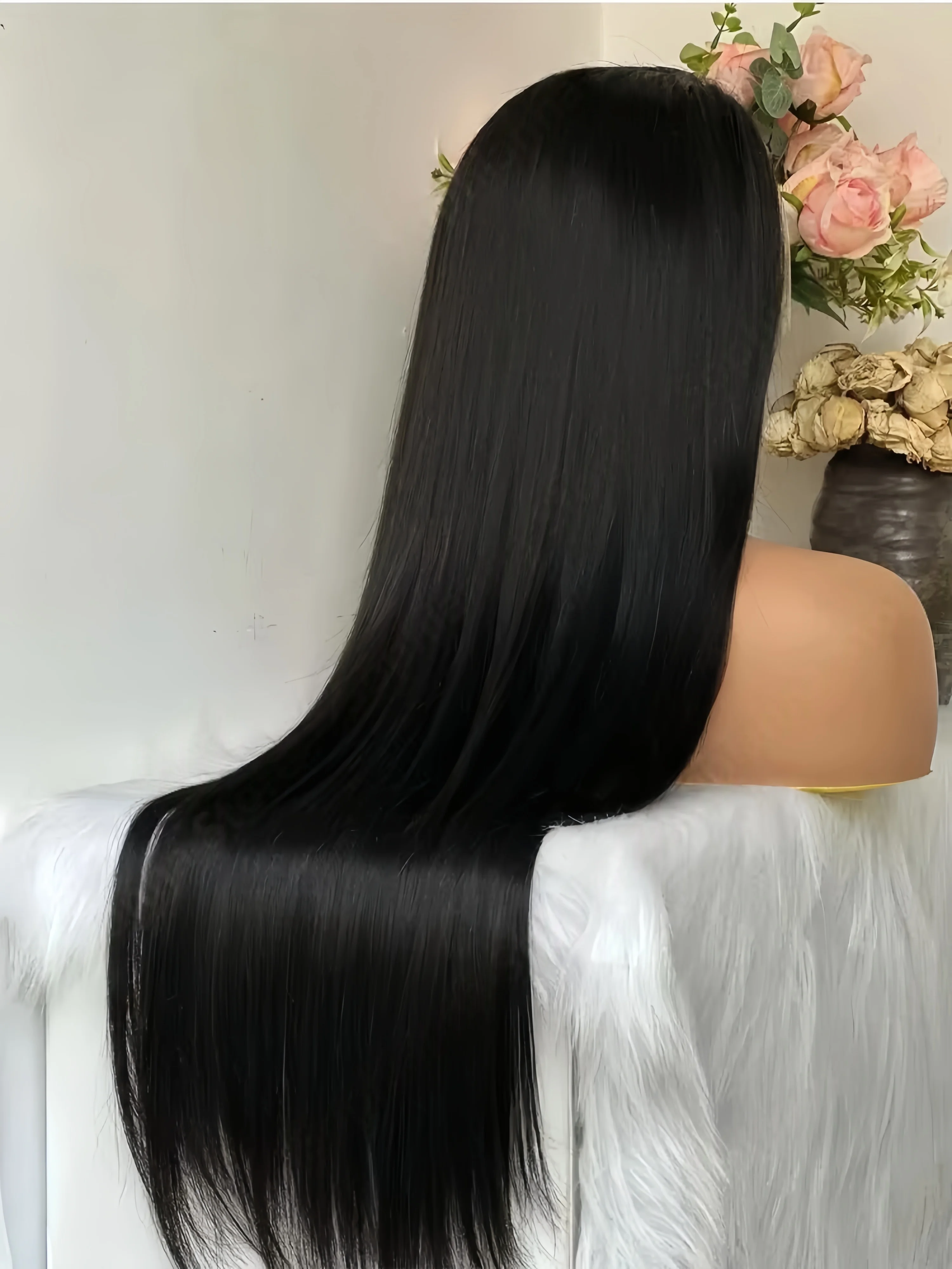 วิกผมตรงแบบลูกไม้ด้านหน้าขนาด 30-40 นิ้ว ผมตรงบราซิลแท้ วิกผมมนุษย์ 13x4 13x6 HD Lace Frontal สำหรับผู้หญิง