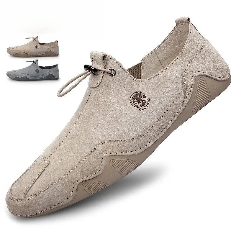 

Breathable Light Anti-slip Outdoor Flat Shoes for Men Casual Driving Shoes Genuine Leather Boat Shoes Soft Sole Footwear