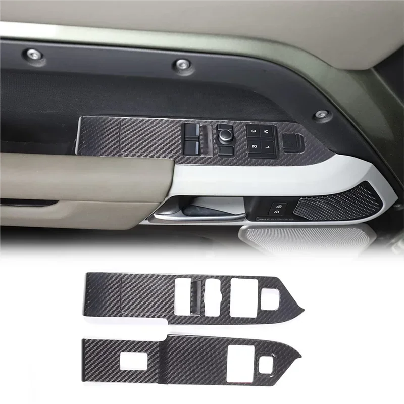 

For Land Rover Defender Dry Carbon Fiber 90 2020-2023 LHD Window Lift Switch Frame Cover Trim Interior Accessories modification