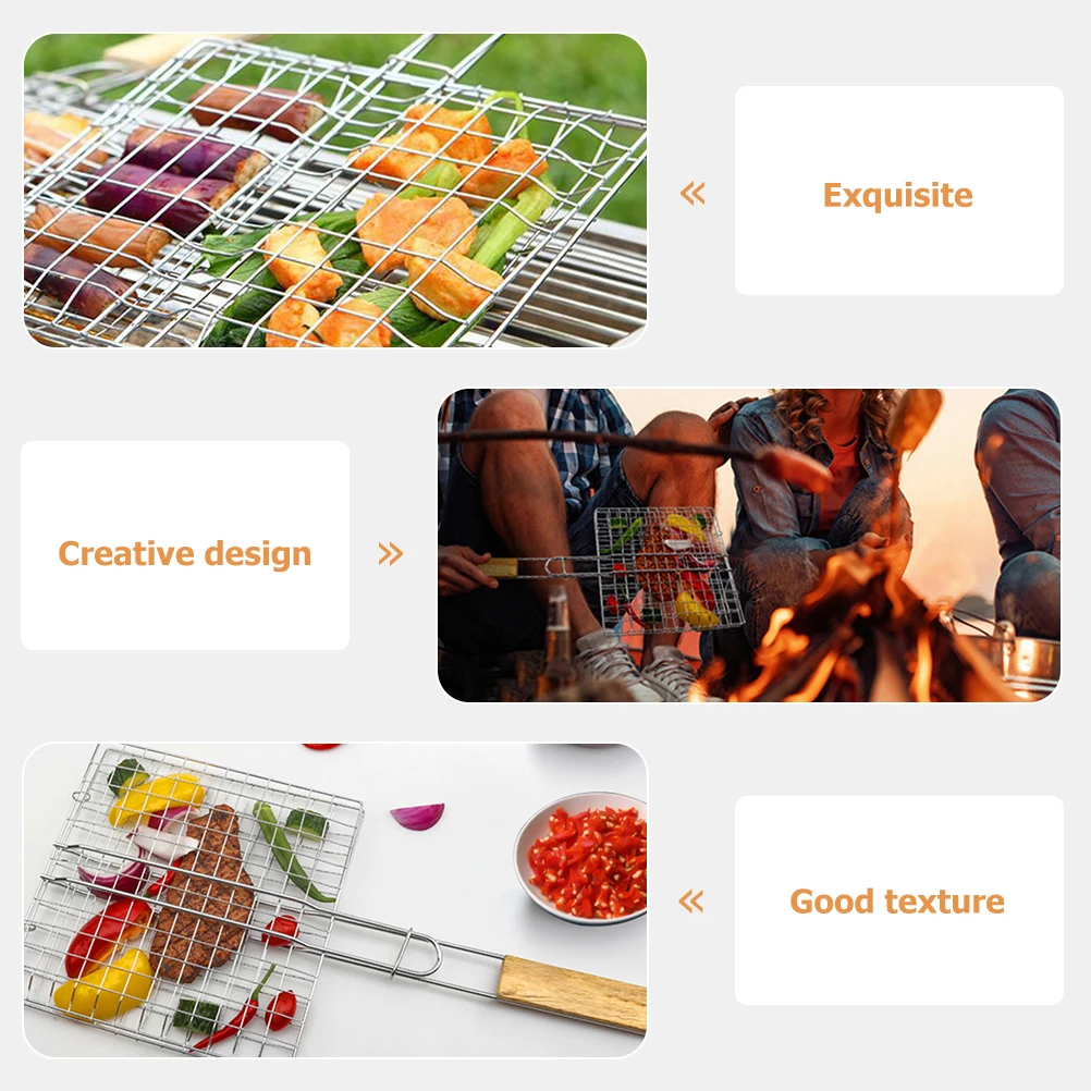 

Stainless Steel Grill Exquisite Workmanship Basket Accessory Fish Bread Picnic Barbeque Outdoor Cooking Rack