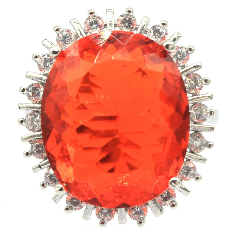 Buy 5 Get 1 Free 22x20mm Big Gemstone Orange Spessartine Garnet Violet Tanzanite Garnet Morganite CZ Ladies Dating Silver Rings