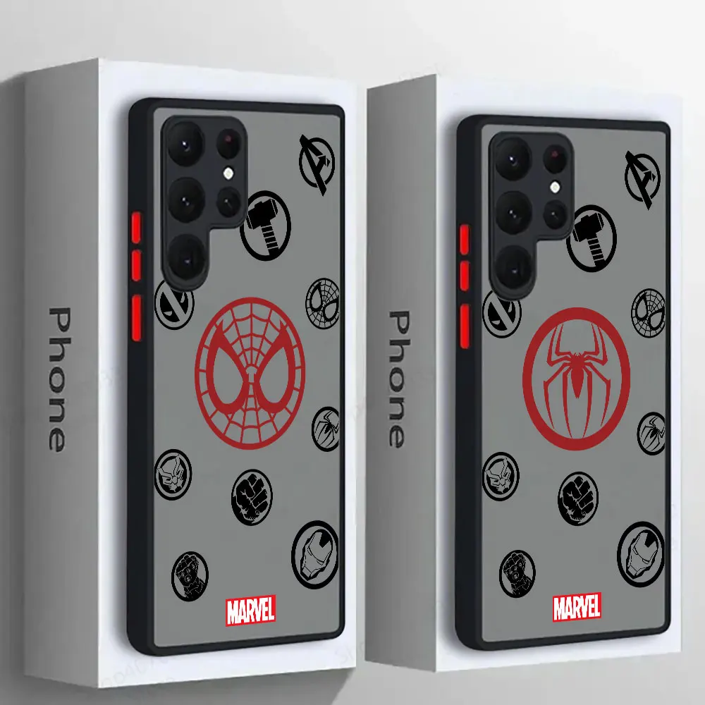 

Marvel Spiderman Logo S25 Ultra Case For Samsung Galaxy S25 S24 S23 S21 S20 FE Funda Note 10 Plus 20 S22 Ultra Matte Phone Cover