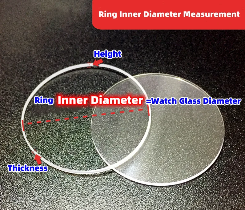 Anillo de 0,8mm de altura, junta de cristal de 16mm a 25,5mm de diámetro interior para vidrio de reloj resistente al agua de 0,9mm a 1,2mm de espesor YZC028