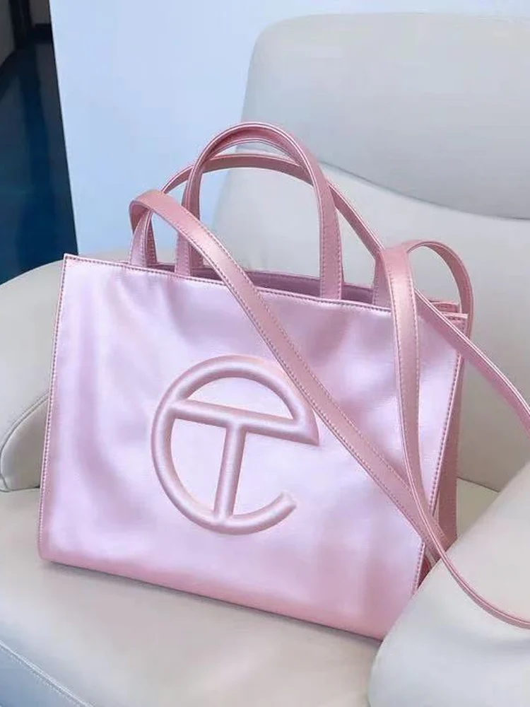 Classic Pink Tote Bag Women's Simple Style Handbag Single Shoulder Fashion Casual Bag Soft PU Leather Magnetic Buckle Closure