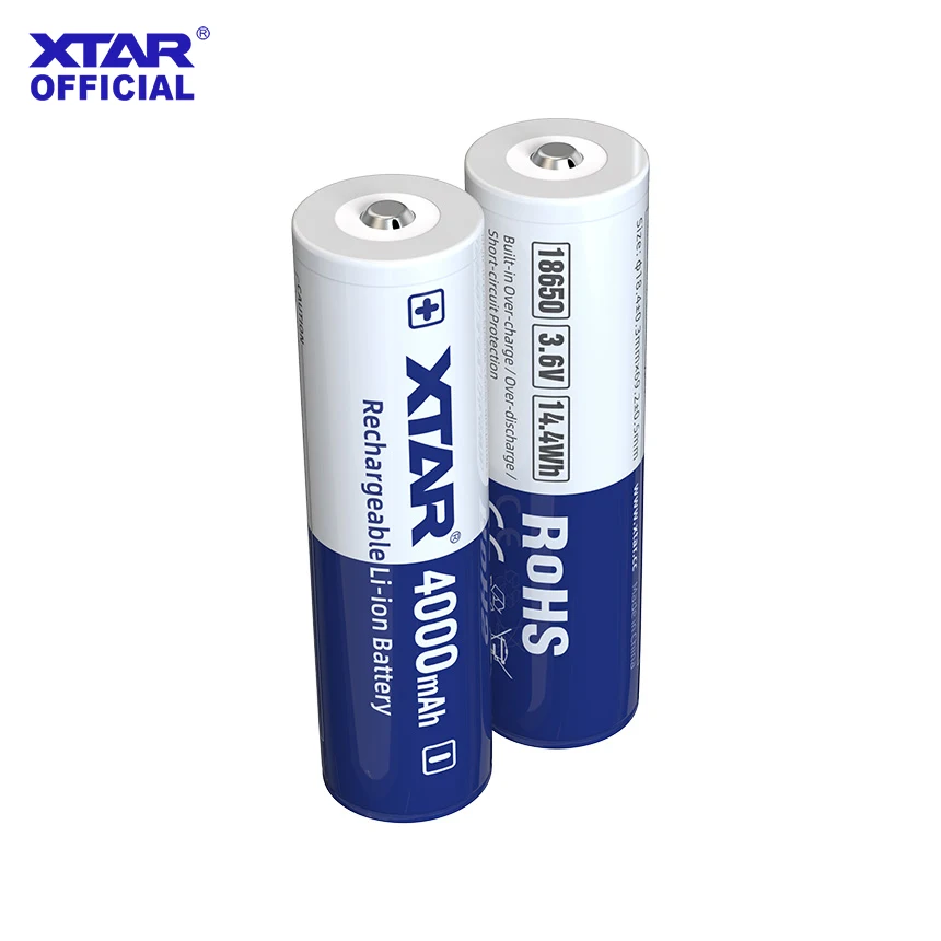 

XTAR 2PC 18650 4000mah 3.6V 10A output with Protection board Li-On rechargeable for powerbank and power tools