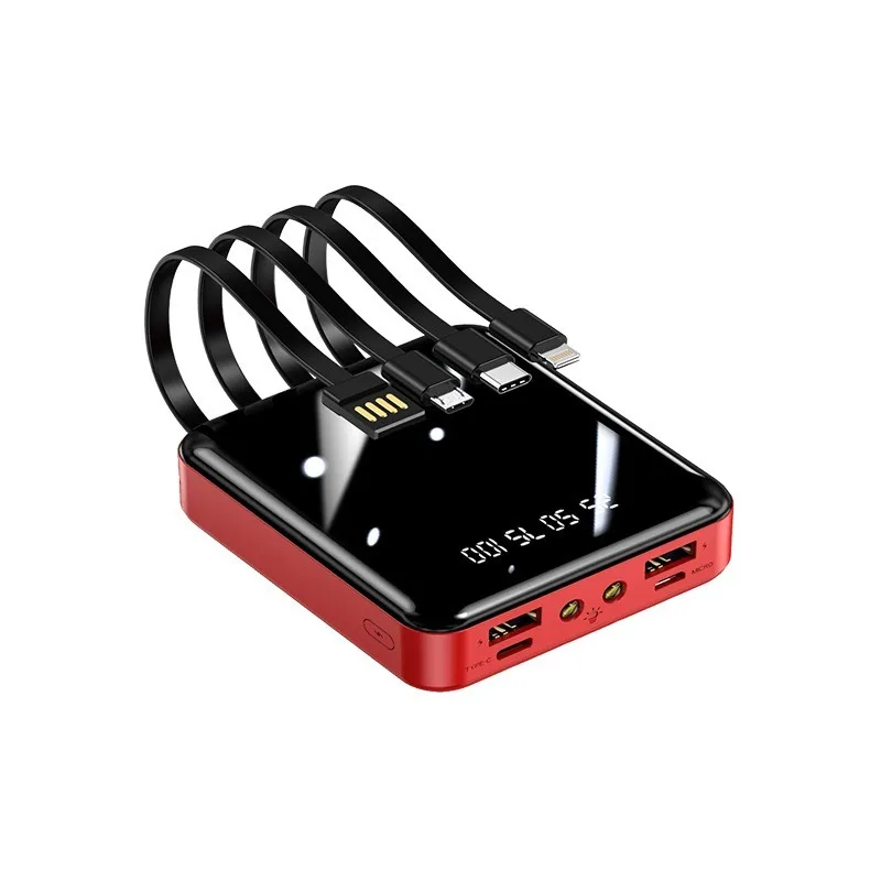 New Mini Built-in Line Large Capacity Power Bank 20000mAh Fast Charging Mobile Power Supply