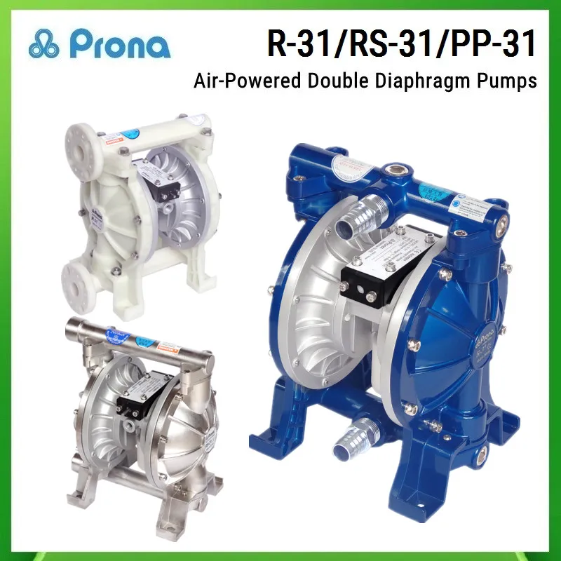 Prona Air-Powered Double Diaphragm Pumps Aluminum Alloy R-31 Stainless Steel RS-31 Painting Pneumatic Pump PP-31 Plastic Pumps