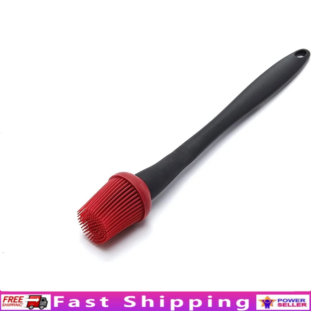 

Flexible Silicone Basting Mop with Angled Head Heat Resistant to 500°F Compatible with Gas Charcoal Grills Smokers Ovens 15.3