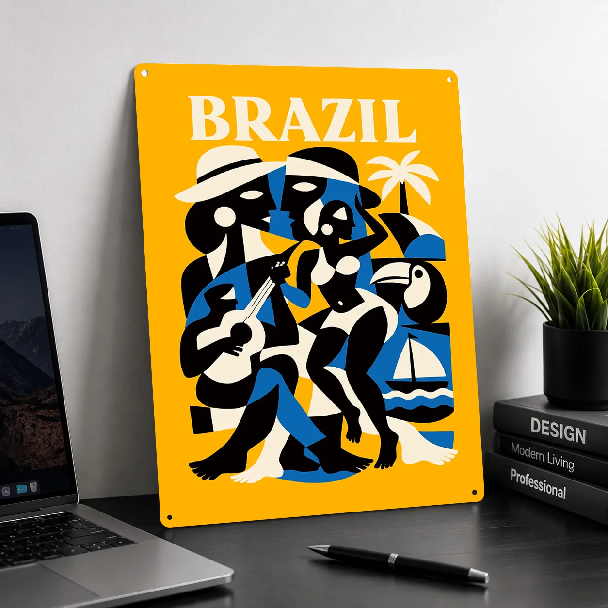 Brazil Travel 3D Texture Printed Poster Custom Vintage Metal Tin Plate Sign for Wall Art Funny Signs Living Room Decoration Home
