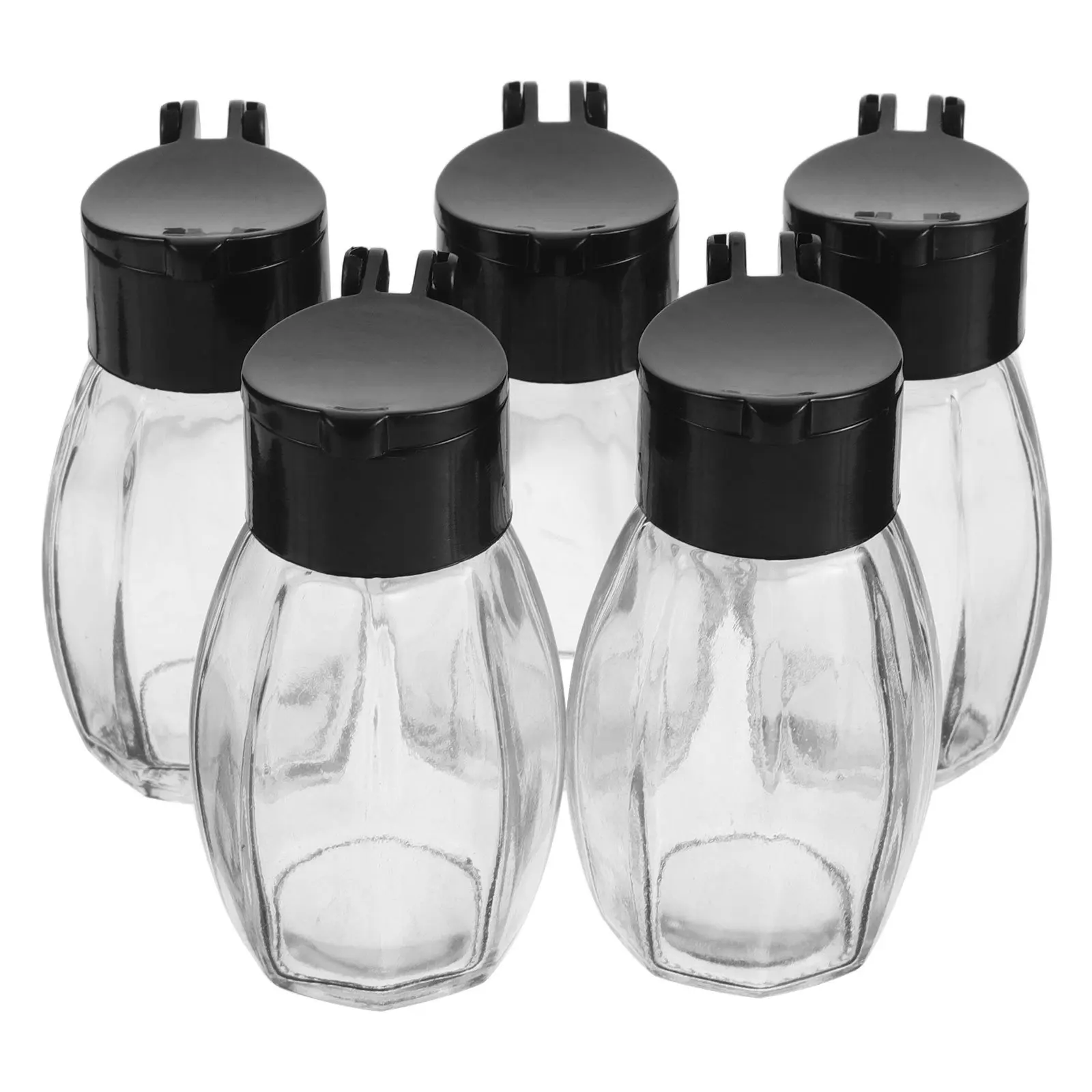 

5Pcs Clear Glass Spice Jars Airtight Containers Lids Multi Spice Storage Kitchen Transparent Condiment Box Elegant Design