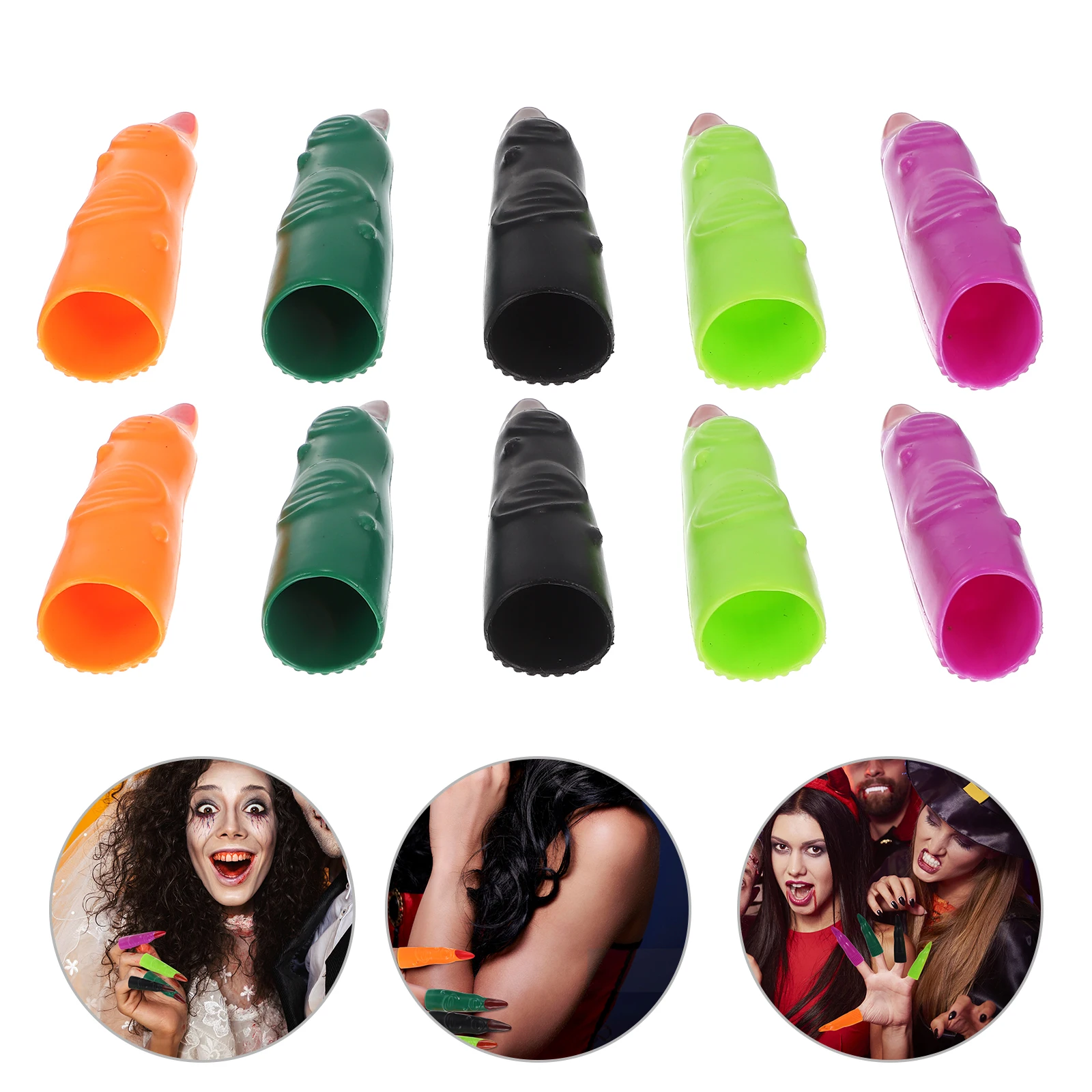 

50pcs Halloween Witch Nails Scary Fingers Props Kids Costume Accessories Horror Decorations Zombie Fingers Gloves Puppet