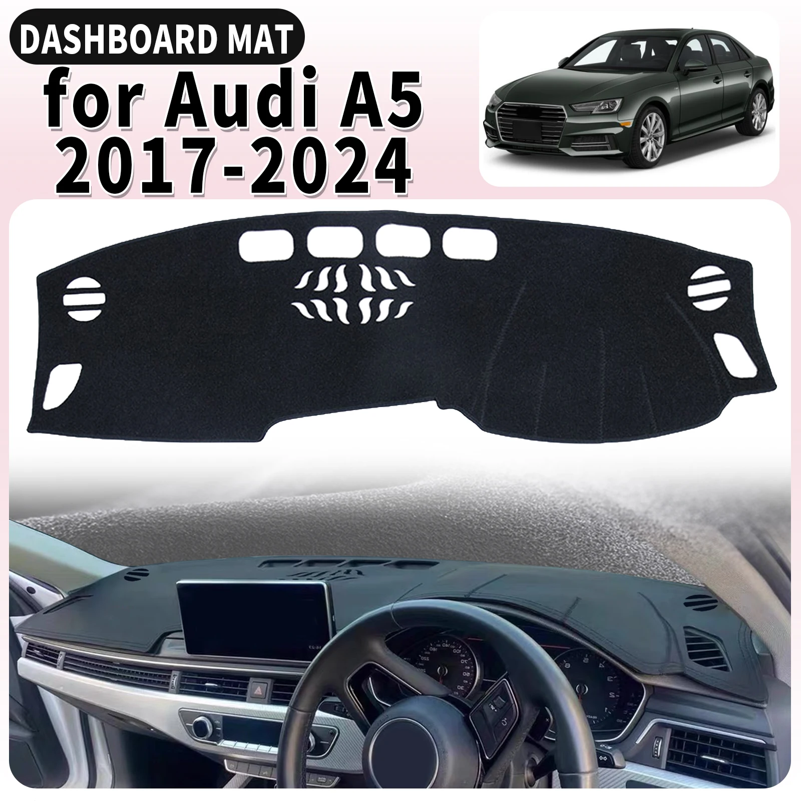 

fit for Audi A5 2024-2018 2017 B9 S5 RS5 Car Dashboard Cover Mat Sunshade Anti‑UV Anti‑Glare Dash Interior Accessories Leather