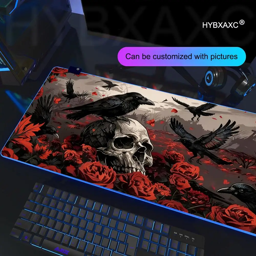 

HD HYBXAXC Gothic Skull Celestial Design Mouse Pad RGB Gaming Mouse Pad Desk Mat HD Gamer Large LED Light XXL 100X50CM Mouse Pad