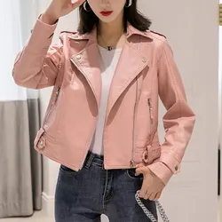 Women's Autumn Korean Fashion Simplicity Solid Color Fashionable Jacket Women Clothes Casual All-match Leather Clothing Coat