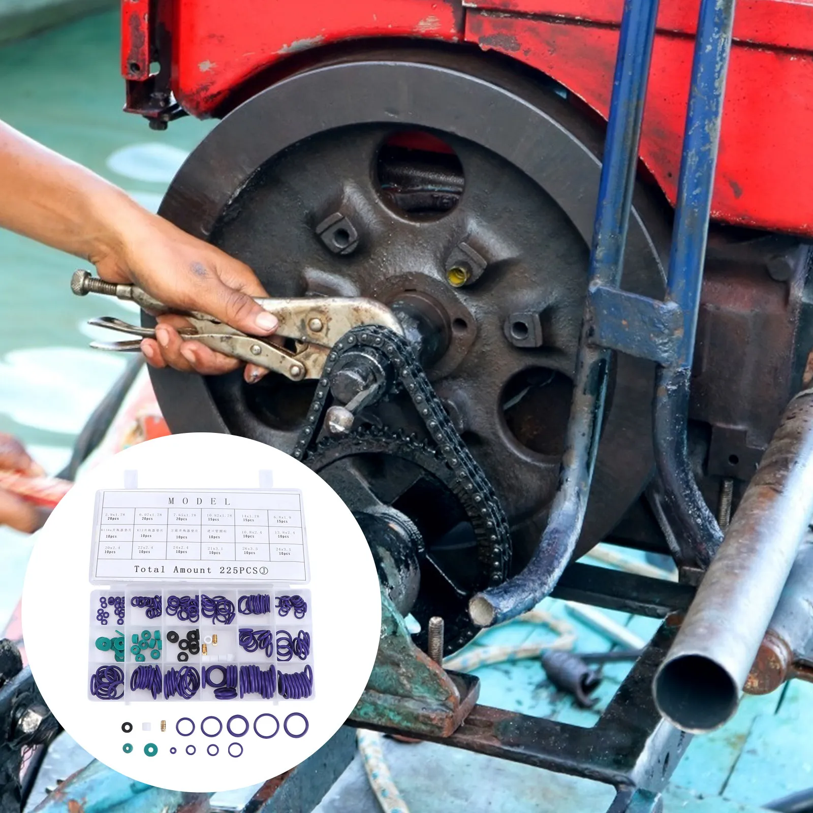 225Pcs Seal Assortment Set Rubber Sealing Gasket Kit for Compressor Seals Repair Accessories Heat Resistant Abrasion Resistant