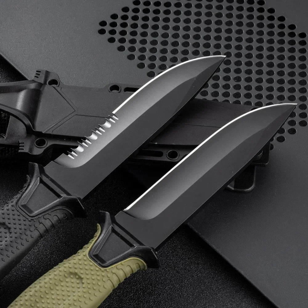 New EDC tools for outdoor use Straight serrated knife, portable survival knife for camping, 440c steel survival knife