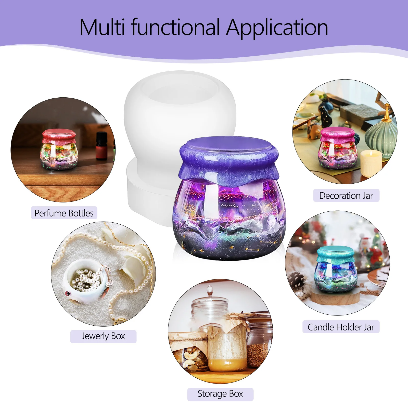 

2Pcs Jar Mold Silicone Food Grade Resin Molds for DIY Candy Storage Box Crafting Epoxy Casting Flexible Silicone Molds