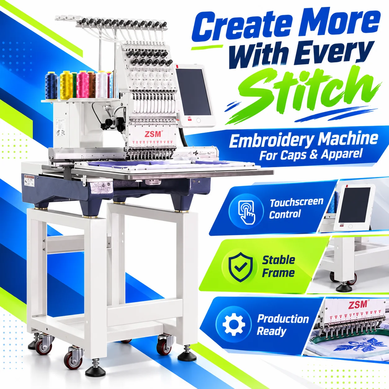 Factory Programmable Embroidery Machine Single Head Embroidery Machine Computer Flat Embroidery Machine with Dahao System