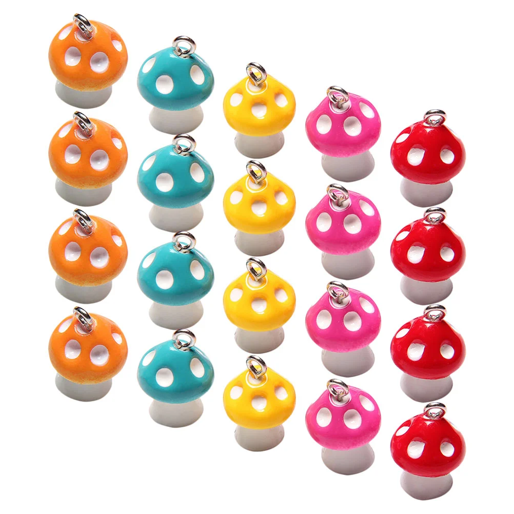 20 Pcs Mushroom Pendant Mushrooms Charms Craft Supplies Mini Beads Jewelry Making Resin Crafting