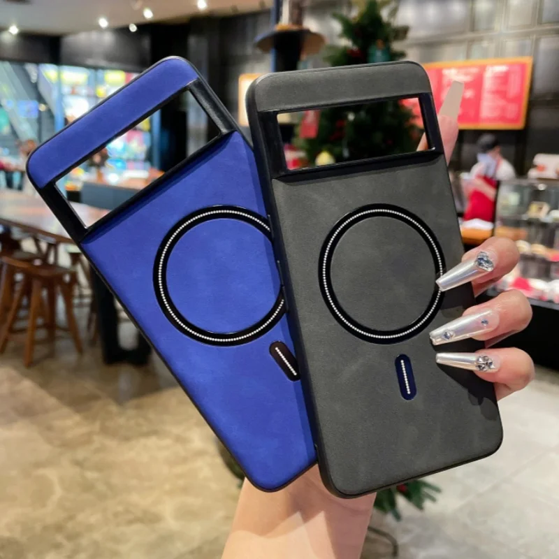 Für magsafe magnetische Ledertasche für Google Pixel 9 xl 8s 7s 9 8 7 pro mattes kabelloses Laden stoß feste Business-Rückseite