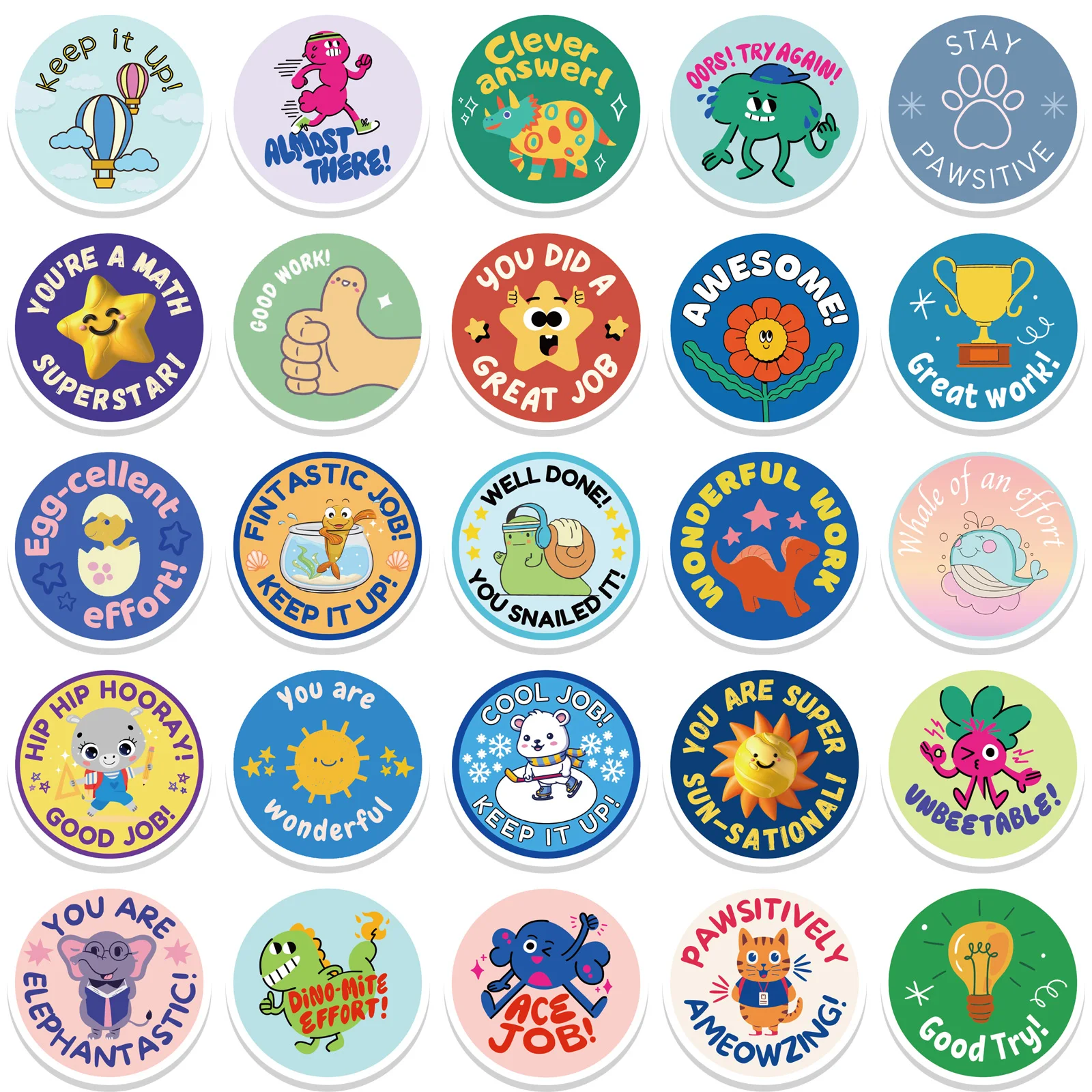 50pcs Cute Reward Stickers with Word Motivational Stickers for School Teacher Kids Student Stationery Stickers Kids