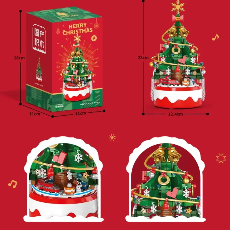 

Christmas Tree Building Blocks Decoration Music Box Gift Puzzle Brick Assembly Toy 2025 New Children Xmas Gifts