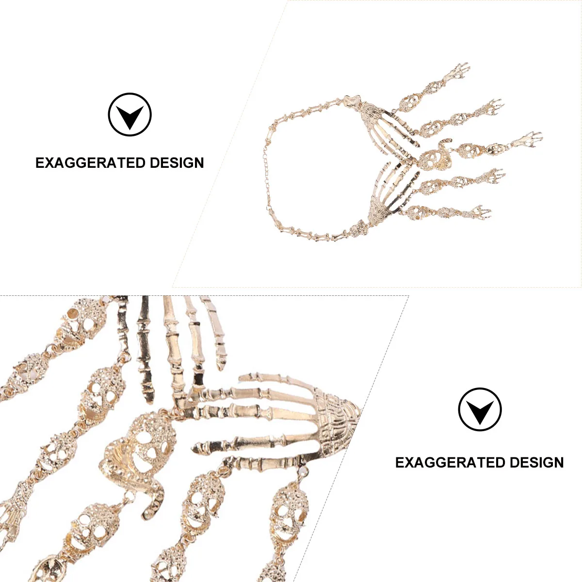 

Skull Necklace Choker Halloween Accessory Jewelry Multi-layer Golden Horror