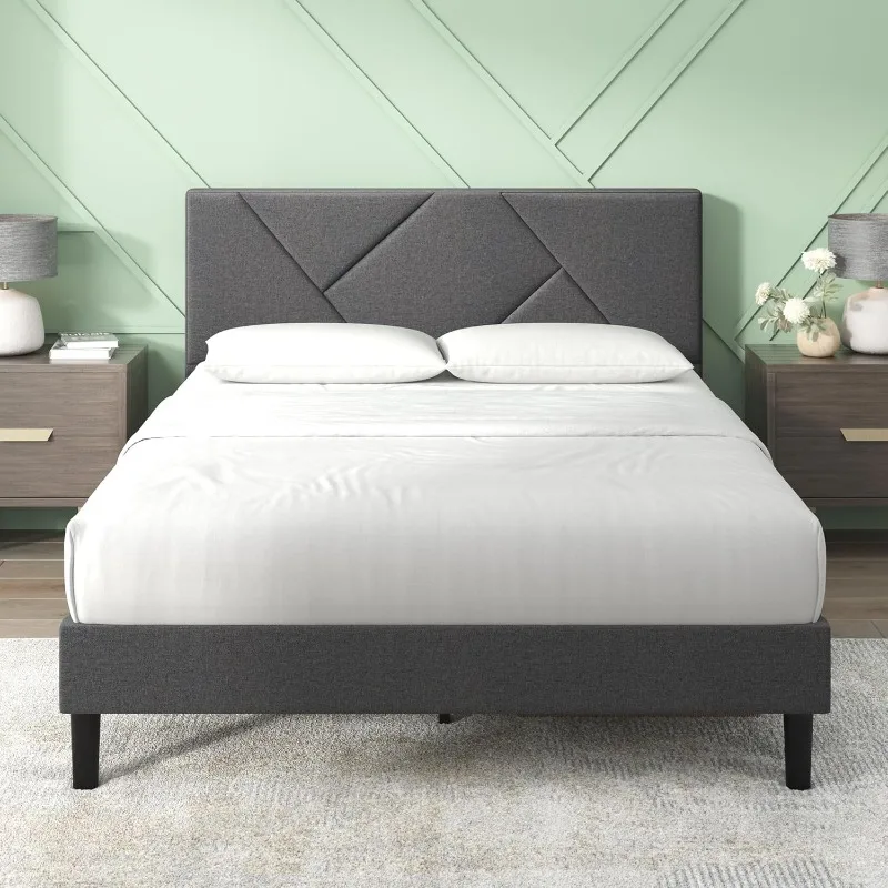 Judy Upholstered Platform Bed Frame, Mattress Foundation, Wood Slat Support, No Box Spring Needed, Eco Friendly WonderBox