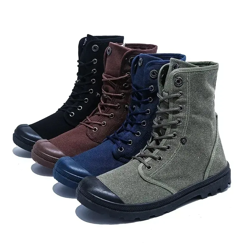 

Men High Top Boots Classic Cowboy Canvas Boots Breathable Canvas Casual Shoes Lace Up Ankle Boots for Men High Top Sneaker Botas