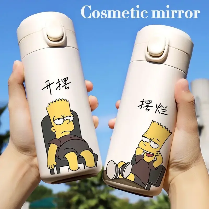 420ML The Simpsons Insulated Cup Cute Cartoon Large Capacity Compact Light Portable Water Cup Fashionable Stainless Steel Kettle