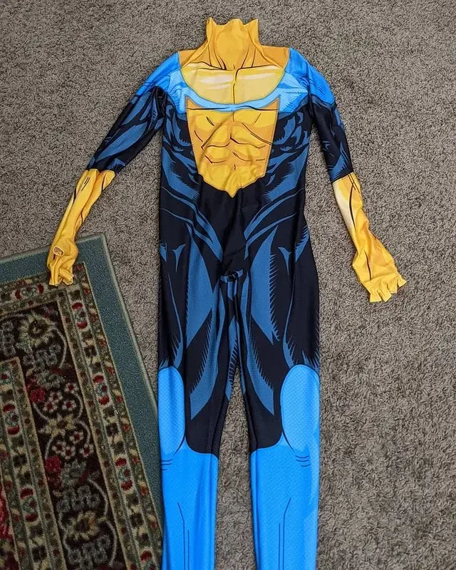 Costume de cosplay invincible d'Halloween pour adultes et enfants, costume de batterie Zentai, combinaisons Mark Grayson trempées