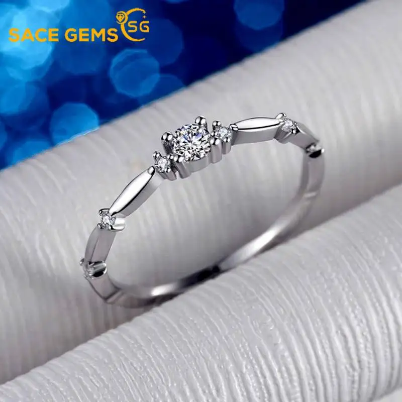

SACE GEMS GRA Certified 3CT D Color Moissanite 925 Sterling Silver Fashion Ring for Women Engagement Promise Party Fine Jewelry