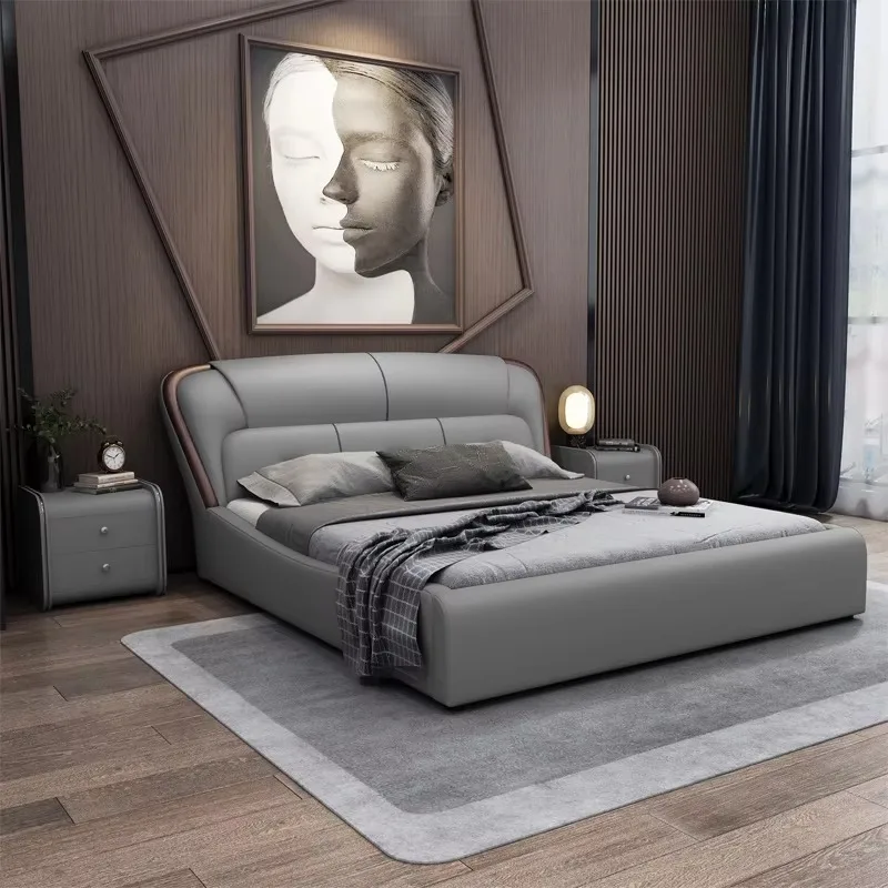 

Gray Princess Double Bed Modern Designer Europen King Size Headboards Double Bed Frames Full Size Lit 2 Personnes Home Furniture