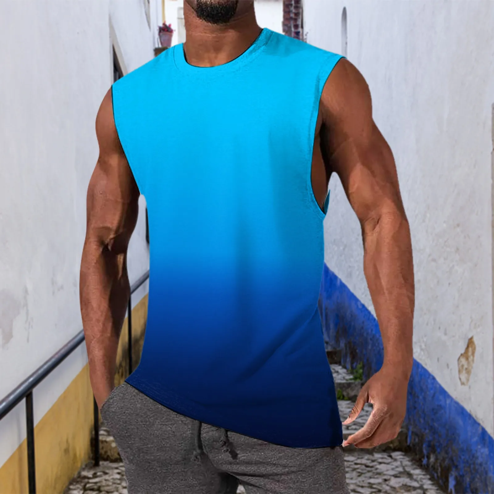 Bodybuilding Tank Tops Men Sports Sleeveless shirt Muscle guys Vest Fitness Drop Armhole Solid Tops Tees Cotton Gym Singlets