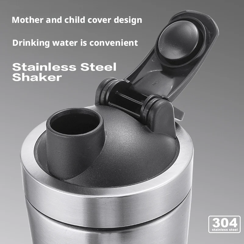Stainless Steel Protein Powder Shaker Bottle with Ball Scale Leak Proof for Gym Fitness Sport Whey Shakes Water Cup - view 4
