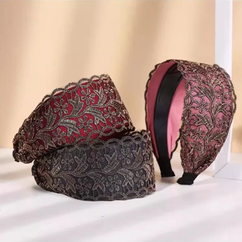 

Temperament Elastic Mesh Flower Headband Non Slip Hollow Mother Lace Hairbands Korean Style Lightweight Head Wrap Party