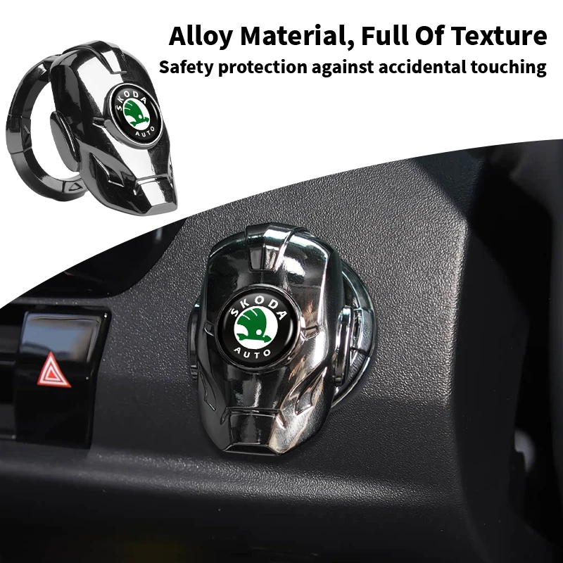 Car One-Touch Start Cover Ignition Switch Button Protector Case Interior For Skoda Octavia Rapid Kodiaq Karoq Fabia Kamiq Superb