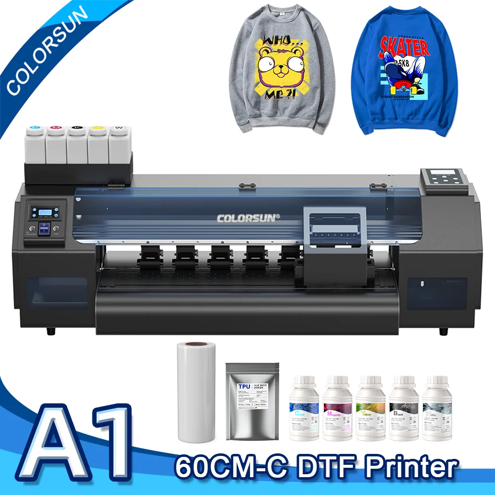 Colorsun A1 DTF Printer For Epson XP600 Impresora DTF T-shirt Printing Machine 24 inch  DTF Printers For T-Shirt Hoodies Fabric