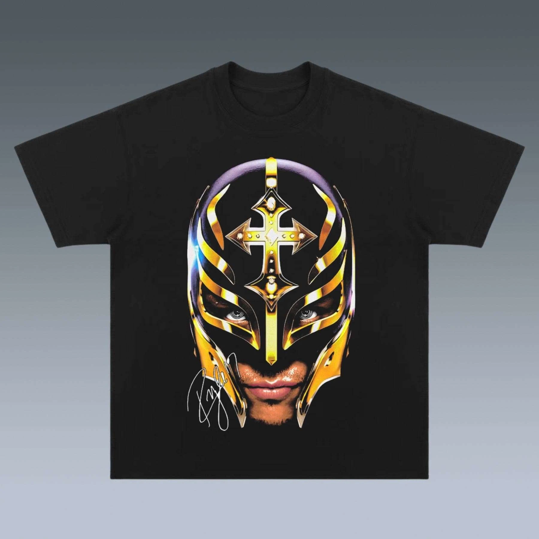 Mask pattern T-shirt for men and women. Wrestling legend. Fan casual comfortable street short-sleeved T-shirt.