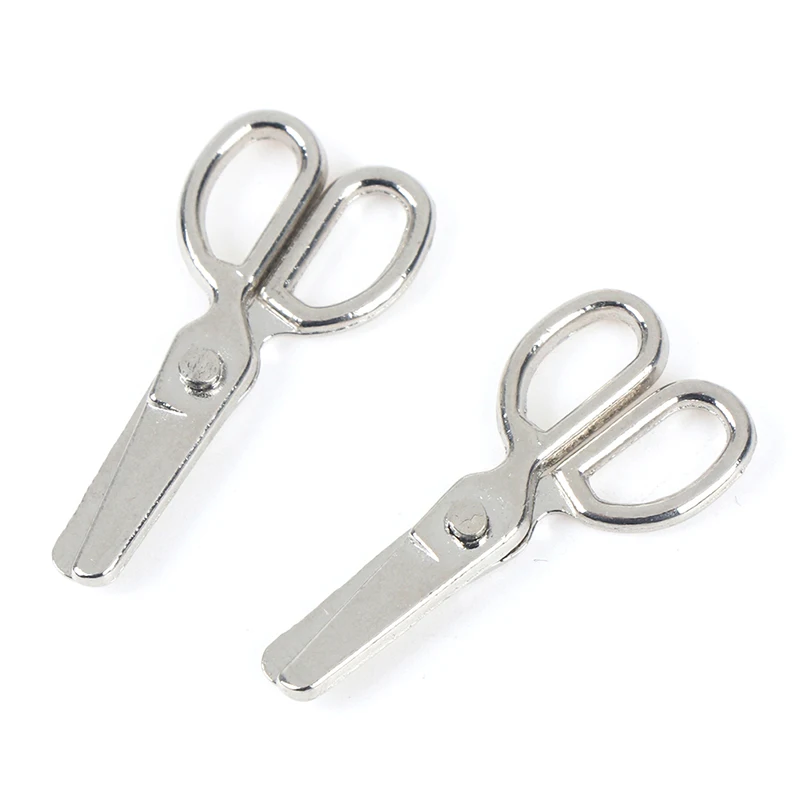 Mini Metal Scissors Miniature Dollhouse, Dolls House Furniture, 1:12 Decor, 2Pcs