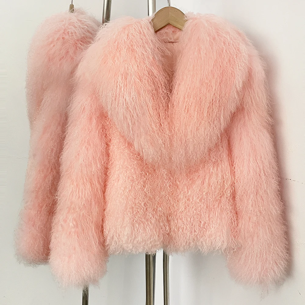 OFTBUY Natural Mongolia Sheep Fur Coat 2025 Winter Clothing Women Fashion Warm Thick Clothes Lady Elegant Real Fur Coat Female