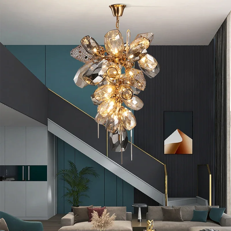 nordic luxury glass pendant lights sala de estar hotel hall arte cadeia pendurado lampada decoracao interior luminaria luminaria 01