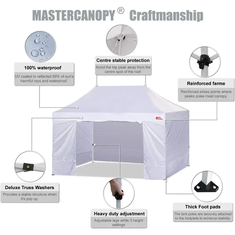 

Heavy Duty Pop-Up Canopy Tent with Side Walls Party Tent