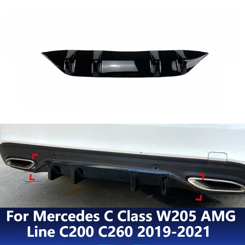 

For Mercedes C Class W205 AMG Line C200 C260 2019-2021 Rear Lip Diffuser Spoiler Car Exterior Modification Upgrade Accessories
