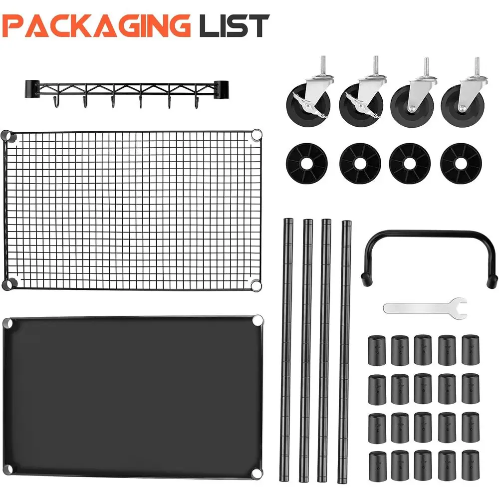 عربة أدوات ذات طبقتين من الدرجة التجارية بسعة 680 رطلاً، وإطار معدني وعجلات ومقبض لاستخدام المطاعم والمطبخ